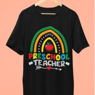 Graphic för Regnbåge och Apple Preschool Teacher T Shirt
