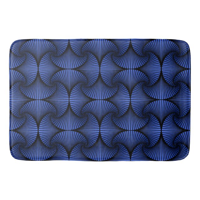 Graphic Geometric 3D Scallop Fläkt Blue Badrumsmatta (Framsidan)