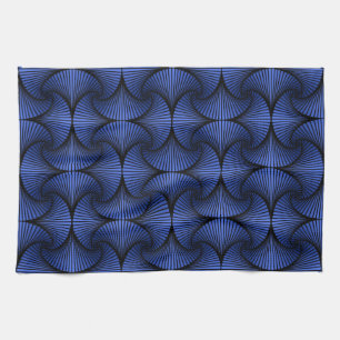 Graphic Geometric 3D Scallop Fläkt Blue Kökshandduk