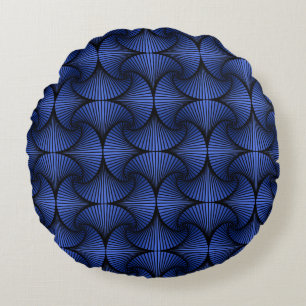 Graphic Geometric 3D Scallop Fläkt Blue Rund Kudde