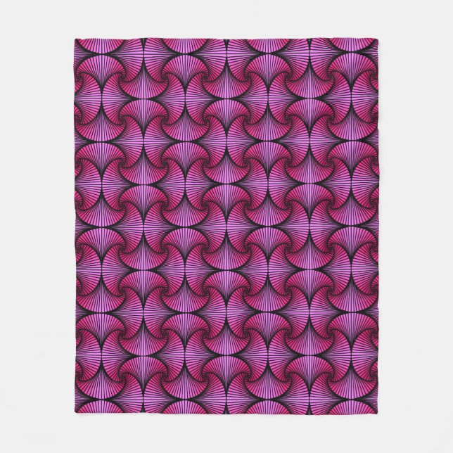 Graphic Geometric 3D Scallop Fläkt Rosa Fleecefilt (Framsidan)
