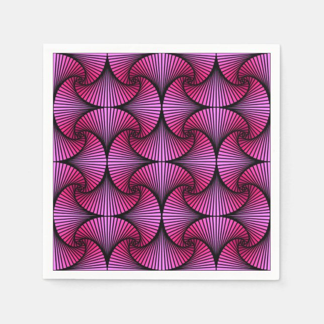 Graphic Geometric 3D Scallop Fläkt Rosa Pappersservett (Framsidan)