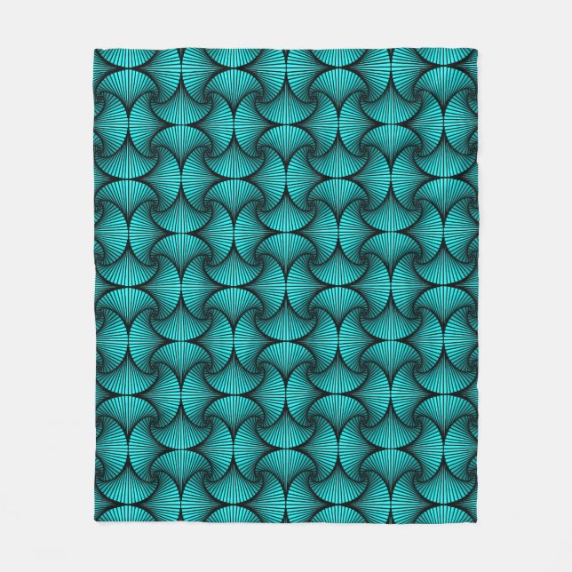 Graphic Geometric 3D Scallop Fläkt Turcos Fleecefilt (Framsidan)