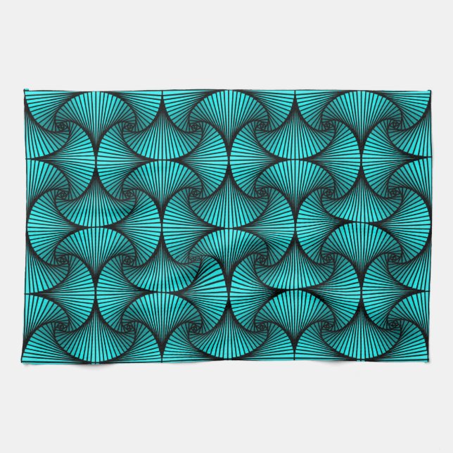 Graphic Geometric 3D Scallop Fläkt Turcos Kökshandduk (Horisontell)