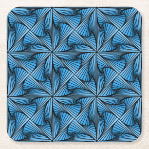 Graphic Geometric 3D Spiral Twist Blue Underlägg Papper Kvadrat