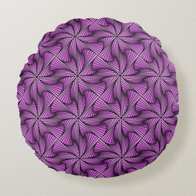 Graphic Geometric 3D Spiral Twist Rosa Rund Kudde (Framsidan)