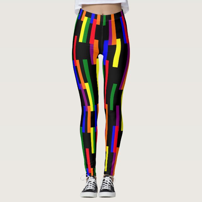 Graphic Geometric Pub Mönster Pride Färg Leggings (Framsida)