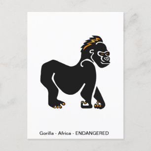 Graphic GORILLA - Ape - Primat- Wildlife - Natatur Vykort