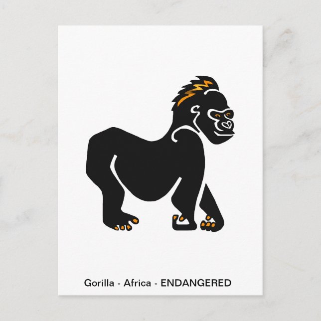 Graphic GORILLA - Ape - Primat- Wildlife - Natatur Vykort (Framsida)
