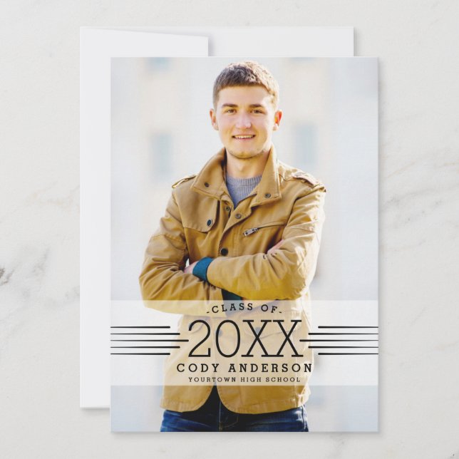 Graphic Grad | Svart textfoto, Studentfest Inbjudningar (Framsida)