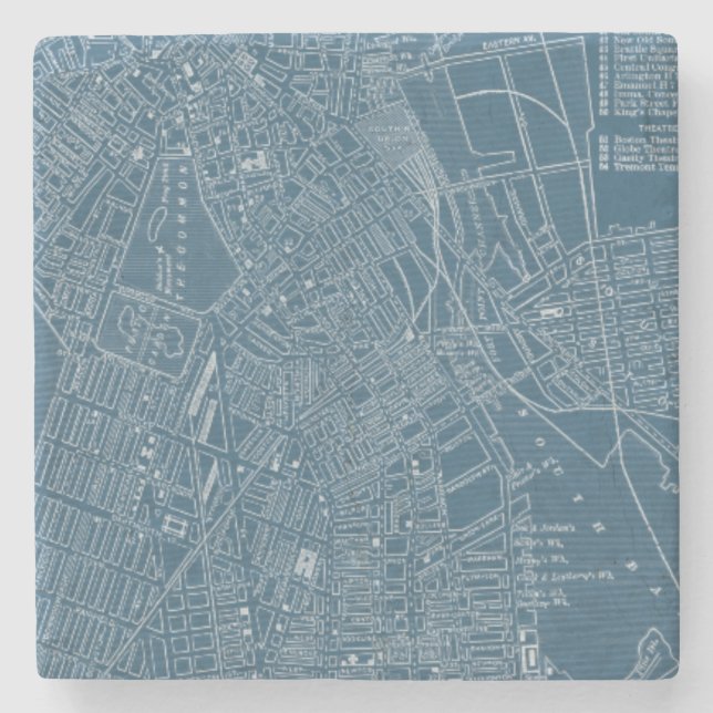 Graphic Karta i Boston Underlägg Sten (Framsidan)