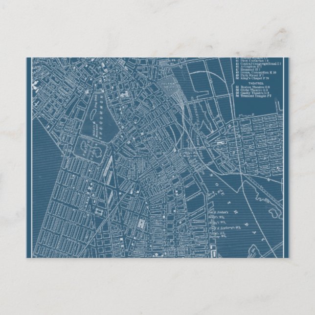 Graphic Karta i Boston Vykort (Framsida)
