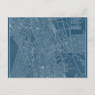Graphic Karta i Boston Vykort