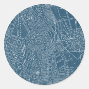 Graphic Karta of Boston Runt Klistermärke