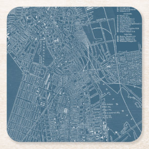 Graphic Karta of Boston Underlägg Papper Kvadrat