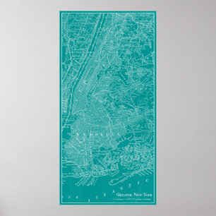 Graphic Karta of New York Poster