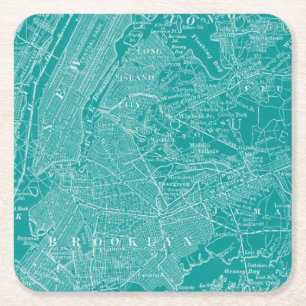 Graphic Karta of New York Underlägg Papper Kvadrat