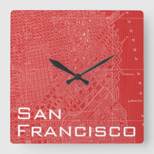Graphic Karta of San Francisco Fyrkantig Klocka