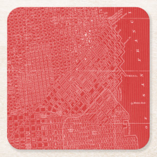Graphic Karta of San Francisco Underlägg Papper Kvadrat