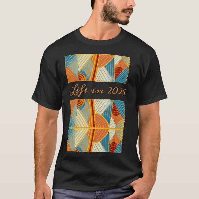 Graphic Life in 2026 Abstract Lines & Curves T Shirt (Framsida)