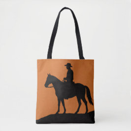 Graphic Lone Rider Tote Bag - Minimalist Western  Tygkasse