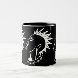 GRAPHIC MODERN FEMALE PUNK ILLUSTRATION Två-Tonad MUGG