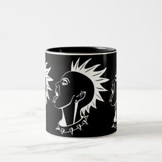 GRAPHIC MODERN FEMALE PUNK ILLUSTRATION Två-Tonad MUGG