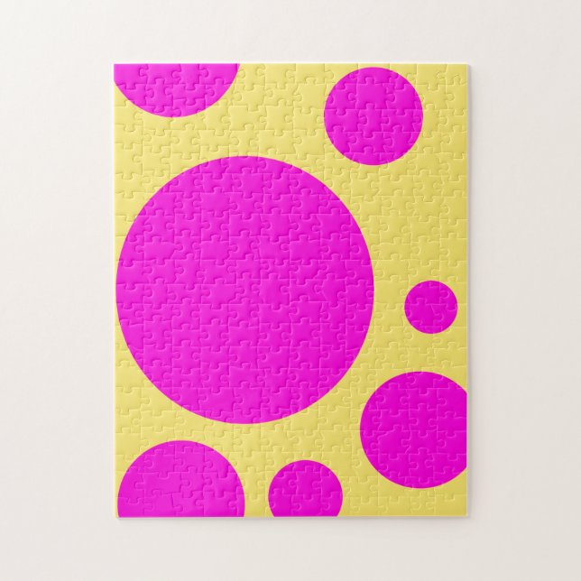 GRAPHIC MÖNSTER ROSA POLKA DOT GULT PUZZZLE PUSSEL (Vertikal)