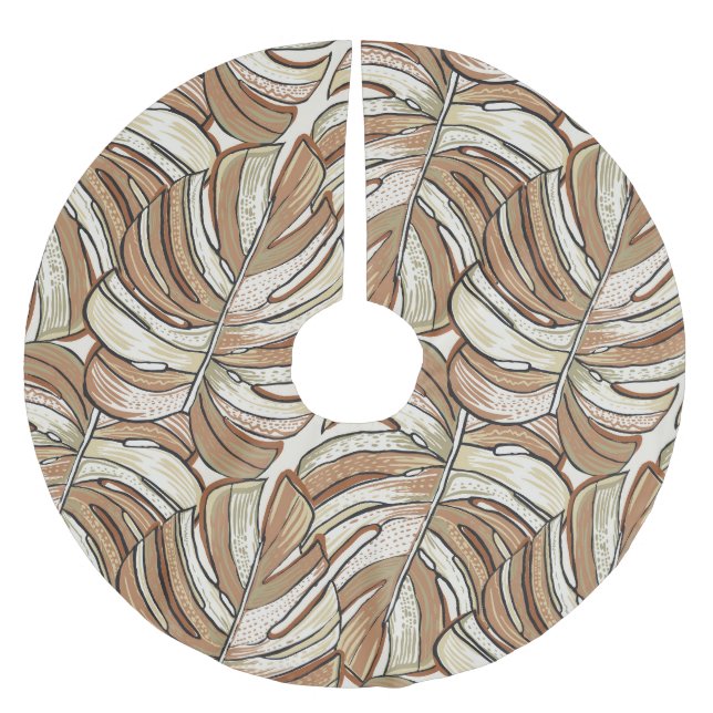 Graphic Monstera Lövs Tropical Design Julgransmatta Borstad Polyester (Framsidan)