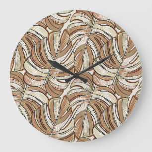 Graphic Monstera Lövs Tropical Design Stor Klocka