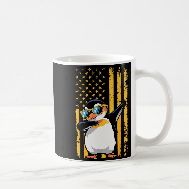 Graphic Penguin Retro American Flag Funny Penguin  Kaffemugg (Höger)