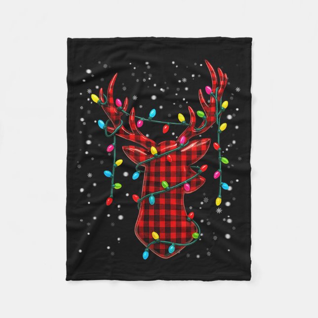 Graphic Plaid Rudolph Christmas Tree Light Xmas Me Fleecefilt (Framsidan)