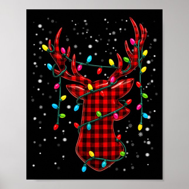 Graphic Plaid Rudolph Christmas Tree Light Xmas Me Poster (Framsidan)