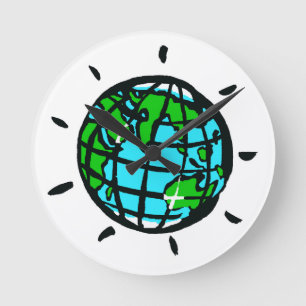 Graphic Planet EARTH - Vild World - Rund Klocka