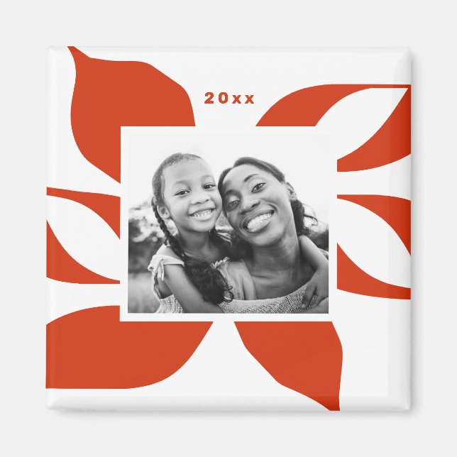 Graphic Poinsettia Helgdag Photo Magnet (Framsidan)