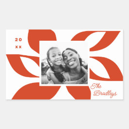 Graphic Poinsettia Helgdag Photo Rektangulärt Klistermärke