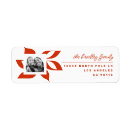 Graphic Poinsettia Photo Returadress Etikett