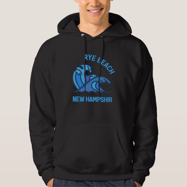 Graphic Rye Beach New Hampshire Pocket Wave Souven Hoodie (Framsida)