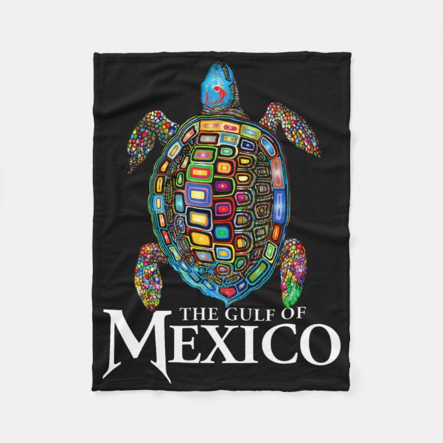 Graphic Sea Turtle Bukt i Mexiko glömmer aldrig Tr Fleecefilt (Framsidan)