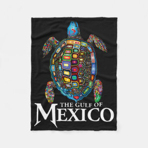 Graphic Sea Turtle Bukt i Mexiko glömmer aldrig Tr Fleecefilt