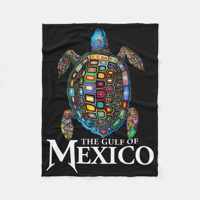 Graphic Sea Turtle Bukt i Mexiko glömmer aldrig Tr Fleecefilt (Framsidan)
