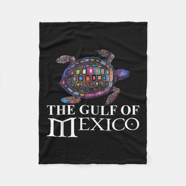 Graphic Sea Turtle Bukt i Mexiko glömmer aldrig Tr Fleecefilt (Framsidan)