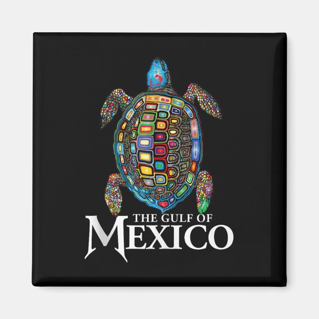Graphic Sea Turtle Bukt i Mexiko glömmer aldrig Tr Magnet (Framsidan)