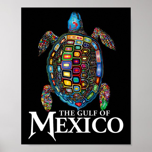 Graphic Sea Turtle Bukt i Mexiko glömmer aldrig Tr Poster (Framsidan)