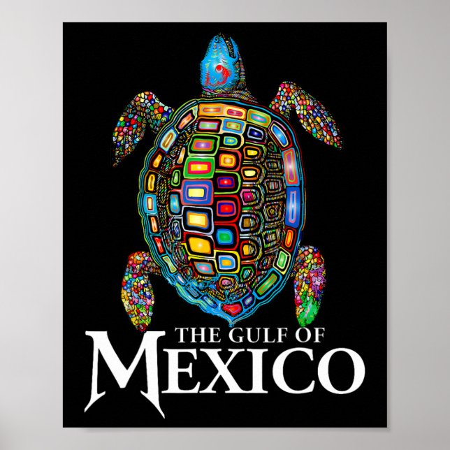 Graphic Sea Turtle Bukt i Mexiko glömmer aldrig Tr Poster (Framsidan)