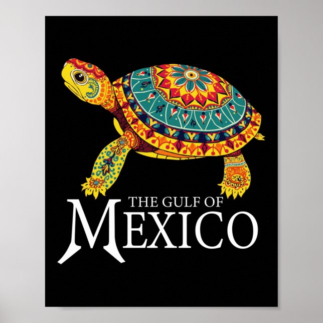 Graphic Sea Turtle Bukt i Mexiko glömmer aldrig Tr Poster (Framsidan)