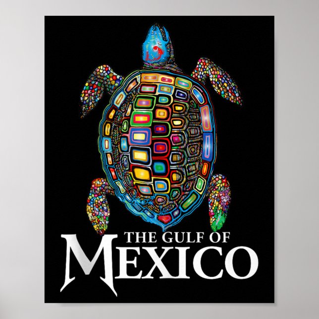 Graphic Sea Turtle Bukt i Mexiko glömmer aldrig Tr Poster (Framsidan)