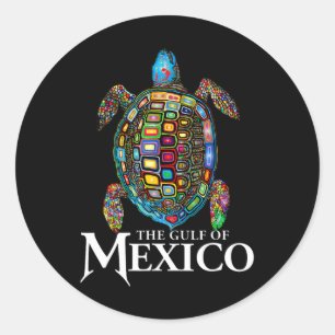 Graphic Sea Turtle Bukt i Mexiko glömmer aldrig Tr Runt Klistermärke