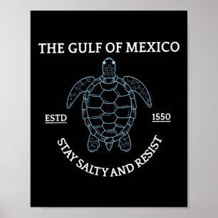 Graphic Sea Turtle Bukt of Mexico Est 1550 Poster