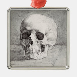 Graphic Skull Art: Minimalist & Bold Ink Design Julgransprydnad Metall